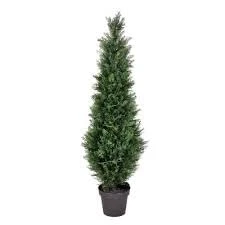 One 3 Foot Outdoor Artificial Cedar Topiary Tree Potted Plant 4 One 3 Foot Outdoor Artificial Cedar Topiary Tree Potted Plant - Image 2