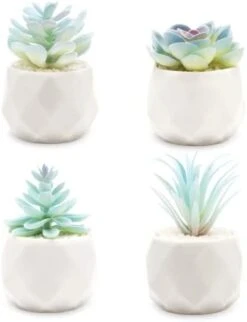 VIVERIE Rose Pink Faux Succulents In White Ceramic Pot Set Of 4 - Plant Gifts, Cute Aesthetic Pink Room, Home Decor Accents, Centerpieces, Bathroom Decor, Mum Gifts, Cactus Decor, Succulents Wedding -Artificial Trees Store 313EIZYQoaL. AC