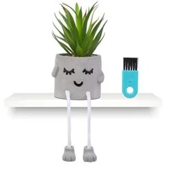 Iuuidu Artificial Potted Plant, Faux Succulent In Pot Emotional Cement Potted Plant Animated Artificial Succulents Decor For Home Living Room Bedroom And Office(Shy)