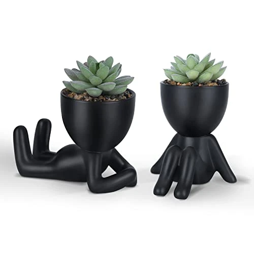Galiejar Fake Succulents,Mini Succulents Plants Artificial With Ceramic Pots,Cute Home Decor Bathroom Decor Desk Decor Bedroom Decor Office Decor For Women (2Pack, Black) 3 Galiejar Fake Succulents,Mini Succulents Plants Artificial With Ceramic Pots,Cute Home Decor Bathroom Decor Desk Decor Bedroom Decor Office Decor For Women (2Pack, Black)