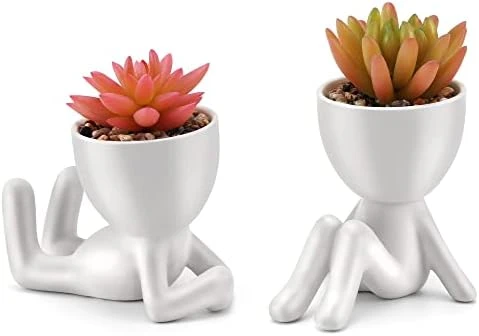 WOODWORD Fake Succulent, Mini Succulents Plants Artificial In Black Modern Human Shaped Ceramic Pots Cute Desk Decor For Office Decor For Women, Bathroom 2PCS 11 WOODWORD Fake Succulent, Mini Succulents Plants Artificial In Black Modern Human Shaped Ceramic Pots Cute Desk Decor For Office Decor For Women, Bathroom 2PCS - Image 9