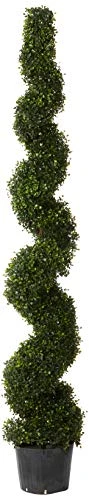 Silk Decor 6-Feet Pond Boxwood Spiral Topiary Plant, Green