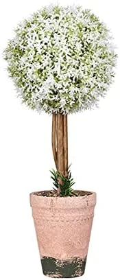 OAutoSjy Artificial Ball Shaped Tree Artificial Plants Potted Fake Topiary Single Ball Tree In Pot Simulation Plastic Faux Flower Ornament Tabletop Decorative Home Indoor Outdoor Decor, White Type 1 10 OAutoSjy Artificial Ball Shaped Tree Artificial Plants Potted Fake Topiary Single Ball Tree In Pot Simulation Plastic Faux Flower Ornament Tabletop Decorative Home Indoor Outdoor Decor, White Type 1 - Image 8