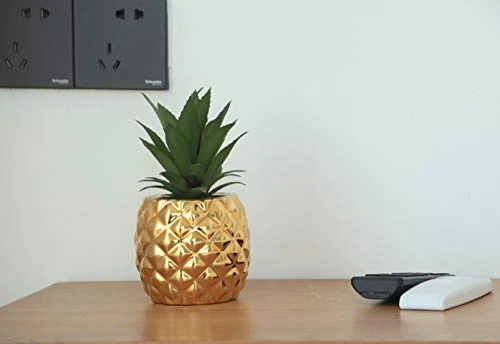 Golden Pineapple Ananas Potted Artificial Succulents Faux Plants Home Office Tabletop Decoration (Gold) 6 Golden Pineapple Ananas Potted Artificial Succulents Faux Plants Home Office Tabletop Decoration (Gold) - Image 4