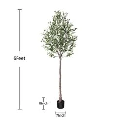 Dr.Planzen Artificial Olive Tree,7FT Tall Fake Plant Faux Olive Plants For Indoor,Natural Fake Tree,Artificial Silk Plants For Office Home Living Room Floor Patio Greening Porch Decor,Set Of 1. -Artificial Trees Store 31duiXfjftL