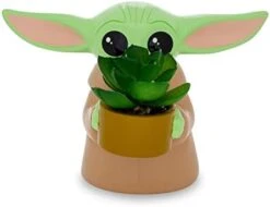 Silver Buffalo Star Wars: The Mandalorian Baby Yoda The Child Grogu 4-Inch Ceramic Mini Planter With Artificial Succulent -Artificial Trees Store 31ippMTAlSL. AC