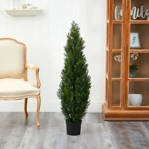 One 3 Foot Outdoor Artificial Cedar Topiary Tree Potted Plant 5 One 3 Foot Outdoor Artificial Cedar Topiary Tree Potted Plant - Image 3
