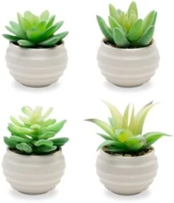 VIVERIE Rose Pink Faux Succulents In White Ceramic Pot Set Of 4 - Plant Gifts, Cute Aesthetic Pink Room, Home Decor Accents, Centerpieces, Bathroom Decor, Mum Gifts, Cactus Decor, Succulents Wedding -Artificial Trees Store 31tUQ9UHWZL. AC