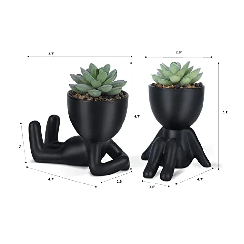 Galiejar Fake Succulents,Mini Succulents Plants Artificial With Ceramic Pots,Cute Home Decor Bathroom Decor Desk Decor Bedroom Decor Office Decor For Women (2Pack, Black) 7 Galiejar Fake Succulents,Mini Succulents Plants Artificial With Ceramic Pots,Cute Home Decor Bathroom Decor Desk Decor Bedroom Decor Office Decor For Women (2Pack, Black) - Image 5