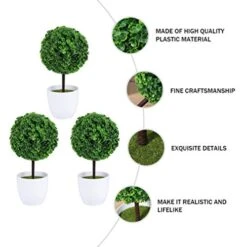 Garneck Potted Fake Plant Green 3Pcs Artificial Potted Plants Mini Boxwood Topiary Green Grass Ball Greenery In Pots Small Houseplants For Indoor Office Tabletop Decor Centerpiece Faux Plants Potted -Artificial Trees Store 410lSqDYclL