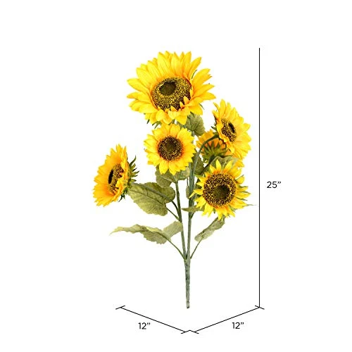 Vickerman Everyday 25" Artificial Yellow Sunflower Bush - Faux Indoor Floral Bush - For Home Or Office Vase Decor 3 Vickerman Everyday 25" Artificial Yellow Sunflower Bush - Faux Indoor Floral Bush - For Home Or Office Vase Decor