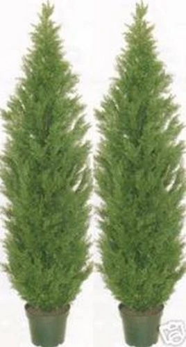 Two 9 Foot Artificial Cedar Topiary Trees Potted 3 Two 9 Foot Artificial Cedar Topiary Trees Potted
