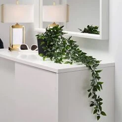 Queensland Artigreen 2 Pack Artificial Plants Ivy Leaves Vine Hanging Indoor Potted Plants,Fake Topiary Shrubs Greenery Potted Plant,Plastic Leaves For Home Wall，Desk Decor.Exquisite,New House Gift -Artificial Trees Store 411kp0Nmx2L