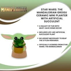 Silver Buffalo Star Wars: The Mandalorian Baby Yoda The Child Grogu 4-Inch Ceramic Mini Planter With Artificial Succulent -Artificial Trees Store 41212pJKGxL