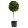 Nearly Natural Artificial UV Resistant 2.5’ Boxwood Ball Topiary Tree (Indoor/Outdoor), Green,12"D X 12"W X 2.5'H 1 Nearly Natural Artificial UV Resistant 2.5’ Boxwood Ball Topiary Tree (Indoor/Outdoor), Green,12"D X 12"W X 2.5'H -Artificial Trees Store 412B4DlNRpL