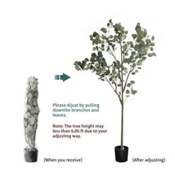DIIGER Artificial Tree 6FT (72'') Tall Artificial Eucalyptus Tree, Fake Silver Dollar Leaves Faux Eucalyptus Stems, Mordern Artificial Tree Plants For Home Office Perfect Housewares Gift Decoration -Artificial Trees Store 412DkcxbVKL