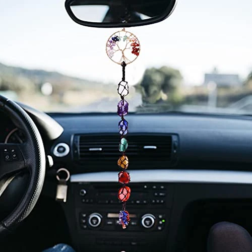 OyeahO Tree Of Life Crystals And Healing Stones, 7 Chakra Stones Car Hanging, Reiki Healing Crystals Feng Shui Ornament, Housewarming Gift For Good Luck/Yoga Meditation/Window Hanging/Home Decor 5 OyeahO Tree Of Life Crystals And Healing Stones, 7 Chakra Stones Car Hanging, Reiki Healing Crystals Feng Shui Ornament, Housewarming Gift For Good Luck/Yoga Meditation/Window Hanging/Home Decor - Image 3