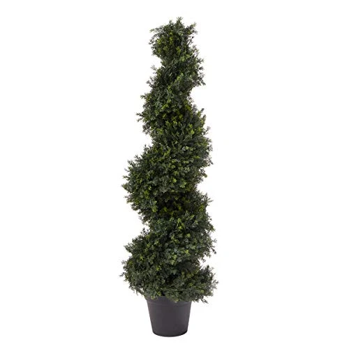 Pure Garden 4-Foot-Tall Artificial Cypress Spiral Topiary Indoor Or Outdoor UV Protection Trees In Pot For Home Or Office 3 Pure Garden 4-Foot-Tall Artificial Cypress Spiral Topiary Indoor Or Outdoor UV Protection Trees In Pot For Home Or Office