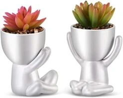 WOODWORD Fake Succulent, Mini Succulents Plants Artificial In Black Modern Human Shaped Ceramic Pots Cute Desk Decor For Office Decor For Women, Bathroom 2PCS 23 WOODWORD Fake Succulent, Mini Succulents Plants Artificial In Black Modern Human Shaped Ceramic Pots Cute Desk Decor For Office Decor For Women, Bathroom 2PCS -Artificial Trees Store 413ApcbxlFL. AC