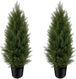 SeelinnS Artificial Cedar Pine Tree Christmas Tree Artificial Topiary Cedar Trees Potted UV Rated Plant For Home Decor Indoors And Outdoors 3FT Fake Plants Tall Artificial Plants Shrubs (2 Pack) -Artificial Trees Store 413KGAdaxjL. AC