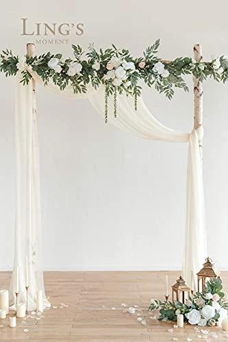 Ling's Moment 9FT Eucalyptus And Willow Leaf Garland With White Flower, Handcrafted Wedding Sweetheart Table Centerpieces Head Table Decor Arch Backdrop Decorations For Wedding | White & Sage 6 Ling's Moment 9FT Eucalyptus And Willow Leaf Garland With White Flower, Handcrafted Wedding Sweetheart Table Centerpieces Head Table Decor Arch Backdrop Decorations For Wedding | White & Sage - Image 4