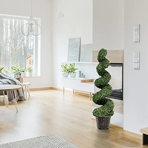 GENERIC Aurcs 4 Ft Artificial Boxwood Spiral Topiary Tree, Fake Plant Decor In Plastic Pot W/ Realistic Leaves & Twined Branches, Sturdy Steel Frame, Faux Potted Plants For Home, Office, Front Porch (1) 4 GENERIC Aurcs 4 Ft Artificial Boxwood Spiral Topiary Tree, Fake Plant Decor In Plastic Pot W/ Realistic Leaves & Twined Branches, Sturdy Steel Frame, Faux Potted Plants For Home, Office, Front Porch (1) - Image 2