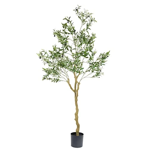 Nafresh Tall Faux Olive Tree,7ft(84in) Realistic Potted Silk Artificial Olive Tree, Fake Olive Trees Indoor With Green Leaves And Big Fruits For Home Office Living Room Bedroom Stairs Foyer Decor. 3 Nafresh Tall Faux Olive Tree,7ft(84in) Realistic Potted Silk Artificial Olive Tree, Fake Olive Trees Indoor With Green Leaves And Big Fruits For Home Office Living Room Bedroom Stairs Foyer Decor.