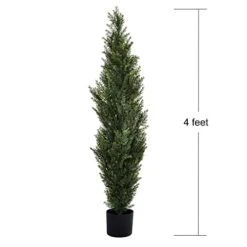 DearHouse 2 Pack 4 Foot Artificial Topiary Cedar Trees Potted Indoor Outdoor Plants, Artificial Cedar Topiary Trees Uv Rated Potted Plants In Plastic Pot -Artificial Trees Store 4144CvHcccL