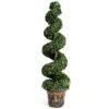 GOPLUS 4 Ft Artificial Boxwood Spiral Topiary Tree, Fake Greenery Plants, Leaves & Cement-Filled Plastic Flower Pot Decorative Trees For Porch Home Office Indoor Outdoor -Artificial Trees Store 41481Xb0xFL