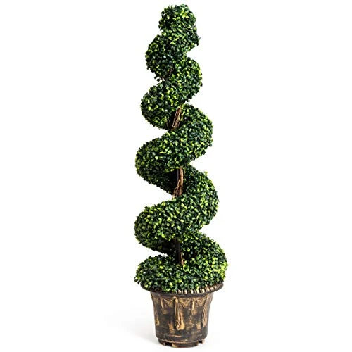 GOPLUS 4 Ft Artificial Boxwood Spiral Topiary Tree, Fake Greenery Plants, Leaves & Cement-Filled Plastic Flower Pot Decorative Trees For Porch Home Office Indoor Outdoor 3 GOPLUS 4 Ft Artificial Boxwood Spiral Topiary Tree, Fake Greenery Plants, Leaves & Cement-Filled Plastic Flower Pot Decorative Trees For Porch Home Office Indoor Outdoor