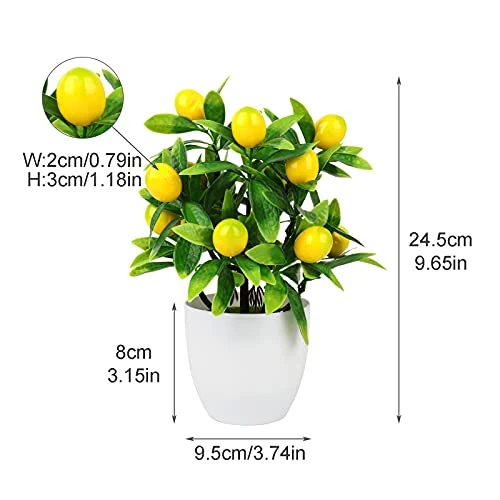 FQQWEE 2Pcs Artificial Lemon Tree Potted Plants 10Inch Mini Greenery Fake Lemon Fruit Bonsai Simulation Yellow Lemon Tree Topiary Plants For Home Offoce Party Decoration … 6 FQQWEE 2Pcs Artificial Lemon Tree Potted Plants 10Inch Mini Greenery Fake Lemon Fruit Bonsai Simulation Yellow Lemon Tree Topiary Plants For Home Offoce Party Decoration … - Image 4