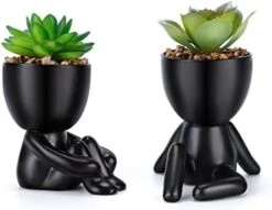 WOODWORD Fake Succulent, Mini Succulents Plants Artificial In Black Modern Human Shaped Ceramic Pots Cute Desk Decor For Office Decor For Women, Bathroom 2PCS 19 WOODWORD Fake Succulent, Mini Succulents Plants Artificial In Black Modern Human Shaped Ceramic Pots Cute Desk Decor For Office Decor For Women, Bathroom 2PCS -Artificial Trees Store 4169vhHksKL. AC
