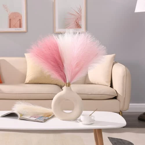 Serwalin Pampas Grass Pink 17.7 Inch 6pcs, Artificial Pampas Grass Faux Pink Pompas Grass Decor, Short Pompous Grass Blush Room Decoration, Wedding Centerpieces Mothers Day Pink Home Decor 4 Serwalin Pampas Grass Pink 17.7 Inch 6pcs, Artificial Pampas Grass Faux Pink Pompas Grass Decor, Short Pompous Grass Blush Room Decoration, Wedding Centerpieces Mothers Day Pink Home Decor - Image 2