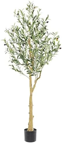Nafresh Tall Faux Olive Tree,7ft(84in) Realistic Potted Silk Artificial Olive Tree, Fake Olive Trees Indoor With Green Leaves And Big Fruits For Home Office Living Room Bedroom Stairs Foyer Decor. 7 Nafresh Tall Faux Olive Tree,7ft(84in) Realistic Potted Silk Artificial Olive Tree, Fake Olive Trees Indoor With Green Leaves And Big Fruits For Home Office Living Room Bedroom Stairs Foyer Decor. - Image 5