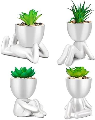 SEMSOIIO 2 Pcs Fake Plants In Cement Pot With Hanging Legs, Creative Artificial Faux Succulent For Home/Office Decor (Tongue & Smoking) 14 SEMSOIIO 2 Pcs Fake Plants In Cement Pot With Hanging Legs, Creative Artificial Faux Succulent For Home/Office Decor (Tongue & Smoking) - Image 12