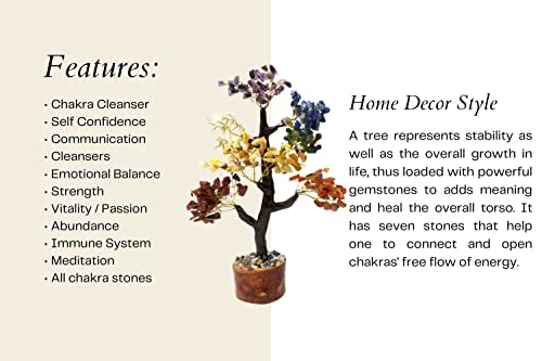 DREAM HOLISTIC Crystal Tree, 7 Chakra Tree Stones Décor Tree , Crystal Decorations For Home, Fortune, Spiritual Gifts Money Tree For Good Luck - 10 Inch Bonsai Trees 5 DREAM HOLISTIC Crystal Tree, 7 Chakra Tree Stones Décor Tree , Crystal Decorations For Home, Fortune, Spiritual Gifts Money Tree For Good Luck - 10 Inch Bonsai Trees - Image 3