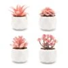 VIVERIE Rose Pink Faux Succulents In White Ceramic Pot Set Of 4 - Plant Gifts, Cute Aesthetic Pink Room, Home Decor Accents, Centerpieces, Bathroom Decor, Mum Gifts, Cactus Decor, Succulents Wedding -Artificial Trees Store 417eEajrSuL