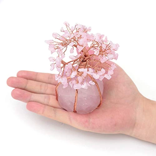 Top Plaza Rose Quartz Healing Crystals Copper Money Tree Desk Office Decor Wrapped On Natural Rose Quartz Base Feng Shui Luck Figurine 5 Top Plaza Rose Quartz Healing Crystals Copper Money Tree Desk Office Decor Wrapped On Natural Rose Quartz Base Feng Shui Luck Figurine - Image 3