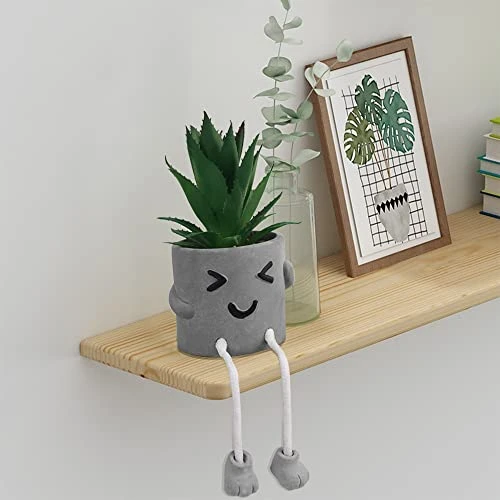 MAKHOT 4 PCS Creative Artificial Succulent Plants With Pots, Faux Succulents Cute Hanging Leg Potted Cubicle Accessories Decor, Mini Potted Fake Plant For Ideal Gift, Small Plants For Shelf Decor 5 MAKHOT 4 PCS Creative Artificial Succulent Plants With Pots, Faux Succulents Cute Hanging Leg Potted Cubicle Accessories Decor, Mini Potted Fake Plant For Ideal Gift, Small Plants For Shelf Decor - Image 3
