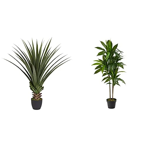 Nearly Natural 4' Spiked Agave Plant, Green & 43in. Dracaena Silk (Real Touch) Artificial Plant, Green 3 Nearly Natural 4' Spiked Agave Plant, Green & 43in. Dracaena Silk (Real Touch) Artificial Plant, Green