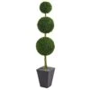 Nearly Natural 5613 Boxwood Triple Ball Topiary In Slate Planter, 6', Green -Artificial Trees Store 4196LcVTZQL
