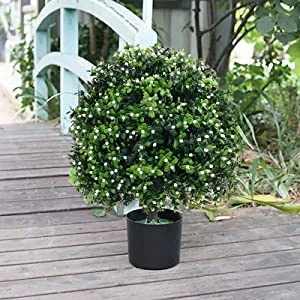 Two 24''T Artificial Boxwood Topiary Ball, 16 Inches Wide Potted Plant UV Resistance, For Indoor Outdoor Home Garden Decor 4 Two 24''T Artificial Boxwood Topiary Ball, 16 Inches Wide Potted Plant UV Resistance, For Indoor Outdoor Home Garden Decor - Image 2