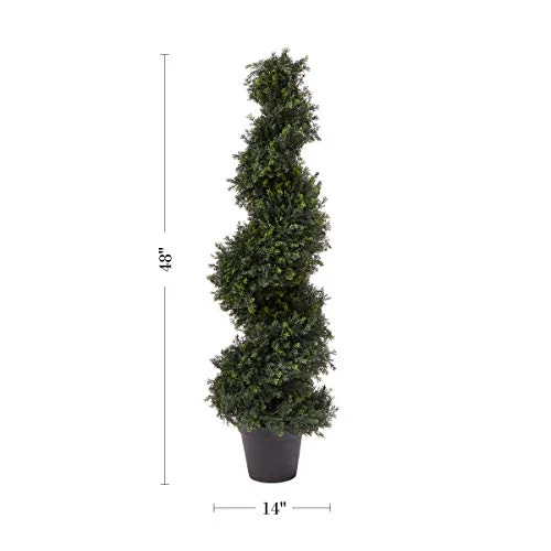Pure Garden 4-Foot-Tall Artificial Cypress Spiral Topiary Indoor Or Outdoor UV Protection Trees In Pot For Home Or Office 4 Pure Garden 4-Foot-Tall Artificial Cypress Spiral Topiary Indoor Or Outdoor UV Protection Trees In Pot For Home Or Office - Image 2