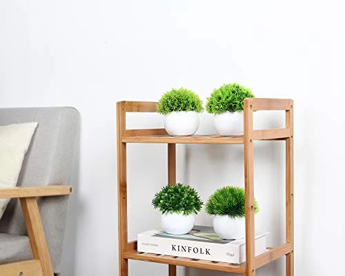 FEILANDUO 4 Pcs Mini Artificial Plants Potted Small Fake Plants For Shelf Green Plant In White Plastic Pot For Home Bathroom Decor Faux Plants (White, Set Of 4) 7 FEILANDUO 4 Pcs Mini Artificial Plants Potted Small Fake Plants For Shelf Green Plant In White Plastic Pot For Home Bathroom Decor Faux Plants (White, Set Of 4) - Image 5