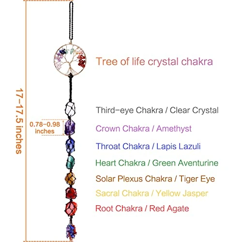 OyeahO Tree Of Life Crystals And Healing Stones, 7 Chakra Stones Car Hanging, Reiki Healing Crystals Feng Shui Ornament, Housewarming Gift For Good Luck/Yoga Meditation/Window Hanging/Home Decor 7 OyeahO Tree Of Life Crystals And Healing Stones, 7 Chakra Stones Car Hanging, Reiki Healing Crystals Feng Shui Ornament, Housewarming Gift For Good Luck/Yoga Meditation/Window Hanging/Home Decor - Image 5