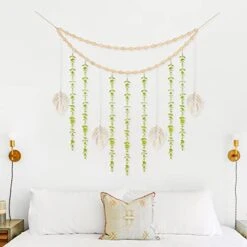 Heemlaxie Macrame Boho Wall Hanging Decor Woven Tapestry Wedding Christmas Backdrop Decoration For Home Apartment Nursery Bedroom Dorm Room (white) -Artificial Trees Store 41AsQl72rtL