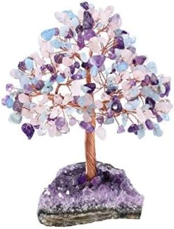 Jovivi Natural Amethyst Healing Crystal Money Tree On Amethyst Cluster Geode Druzy Base Feng Shui Crystals For Home Office Desk Decorations, Wealth, Good Luck -Artificial Trees Store 41BHoMcNhRL. AC