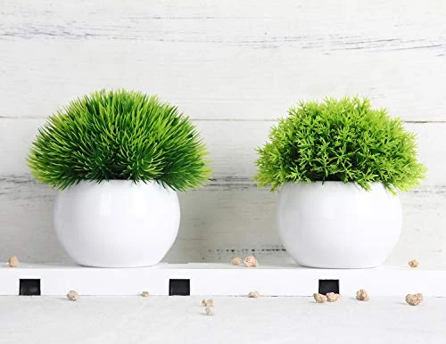 FEILANDUO 4 Pcs Mini Artificial Plants Potted Small Fake Plants For Shelf Green Plant In White Plastic Pot For Home Bathroom Decor Faux Plants (White, Set Of 4) 8 FEILANDUO 4 Pcs Mini Artificial Plants Potted Small Fake Plants For Shelf Green Plant In White Plastic Pot For Home Bathroom Decor Faux Plants (White, Set Of 4) - Image 6