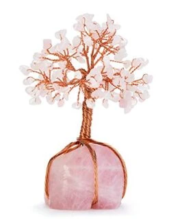 Money Tree Crystal Rose Quartz Pink Healing Tree Quartz Tree Natural Rose Quartz Of Life Ornament Reiki Crystals Feng Shui Luck Figurine For Office Home Table Decoration Wealth And Health
