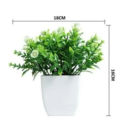 FEILANDUO Set Of 2 Mini Potted Artificial Plants Plastic Fake Green Plant For Home Decor Office Desk Shower Room Decoration Faux Plants Indoor (White, Set Of 2)